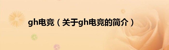 gh電競(jìng)（關(guān)于gh電競(jìng)的簡(jiǎn)介）