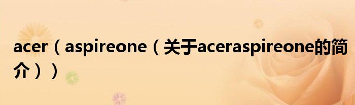 acer（aspireone（關(guān)于aceraspireone的簡介））