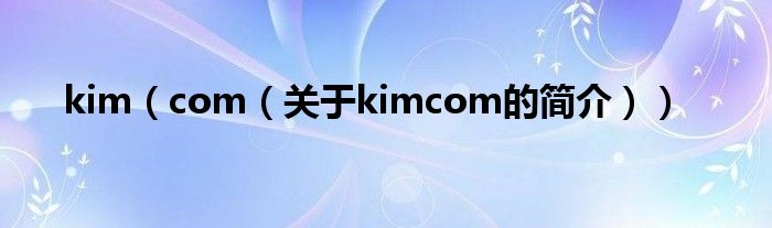 kim（com（關(guān)于kimcom的簡(jiǎn)介））