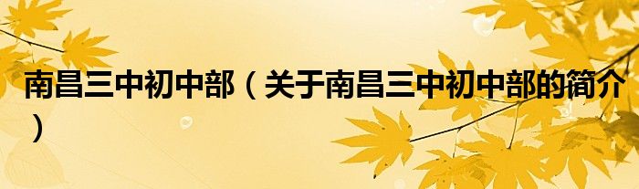 南昌三中初中部（關(guān)于南昌三中初中部的簡(jiǎn)介）