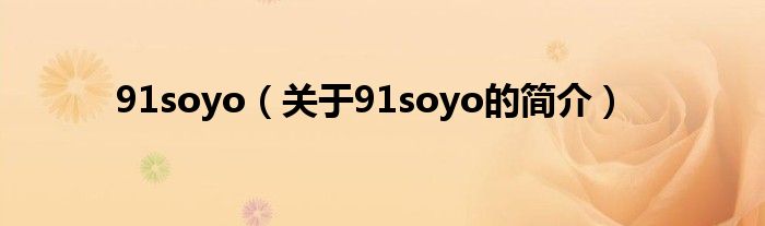 91soyo（關(guān)于91soyo的簡介）