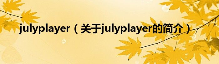 julyplayer（關(guān)于julyplayer的簡(jiǎn)介）