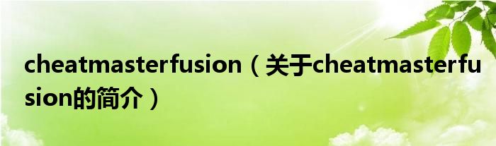 cheatmasterfusion（關(guān)于cheatmasterfusion的簡(jiǎn)介）