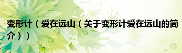 變形計(jì)（愛在遠(yuǎn)山（關(guān)于變形計(jì)愛在遠(yuǎn)山的簡(jiǎn)介））