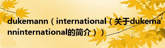 dukemann（international（關(guān)于dukemanninternational的簡(jiǎn)介））