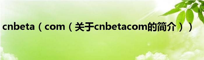 cnbeta（com（關于cnbetacom的簡介））