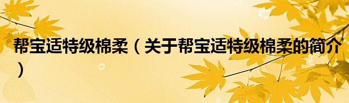 幫寶適特級棉柔（關(guān)于幫寶適特級棉柔的簡介）