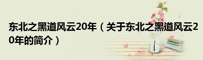 東北之黑道風(fēng)云20年（關(guān)于東北之黑道風(fēng)云20年的簡介）