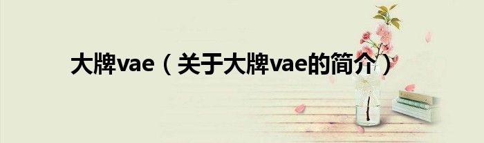 大牌vae（關(guān)于大牌vae的簡(jiǎn)介）