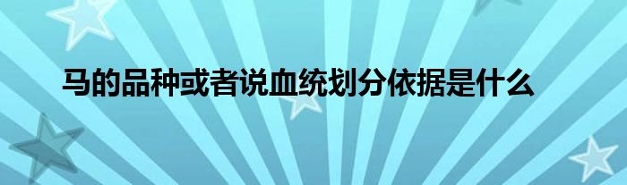 馬的品種或者說(shuō)血統(tǒng)劃分依據(jù)是什么