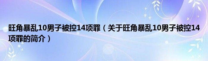 旺角暴亂10男子被控14項罪（關(guān)于旺角暴亂10男子被控14項罪的簡介）