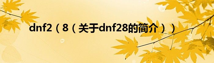 dnf2（8（關(guān)于dnf28的簡(jiǎn)介））