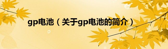 gp電池（關于gp電池的簡介）