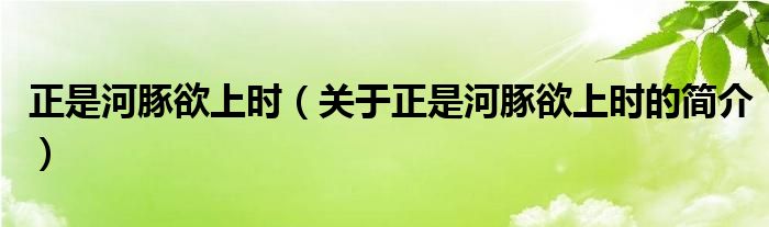 正是河豚欲上時(shí)（關(guān)于正是河豚欲上時(shí)的簡(jiǎn)介）