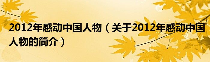 2012年感動中國人物（關(guān)于2012年感動中國人物的簡介）