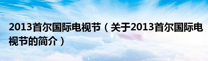 2013首爾國(guó)際電視節(jié)（關(guān)于2013首爾國(guó)際電視節(jié)的簡(jiǎn)介）