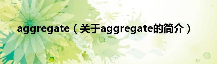 aggregate（關于aggregate的簡介）