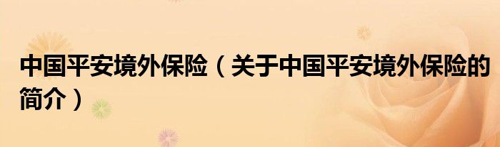 中國平安境外保險(xiǎn)（關(guān)于中國平安境外保險(xiǎn)的簡介）