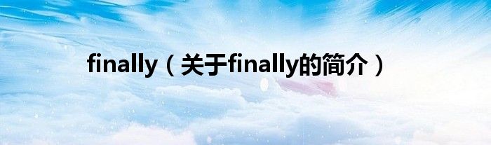 finally（關于finally的簡介）