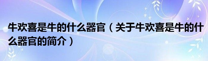 牛歡喜是牛的什么器官（關(guān)于牛歡喜是牛的什么器官的簡介）