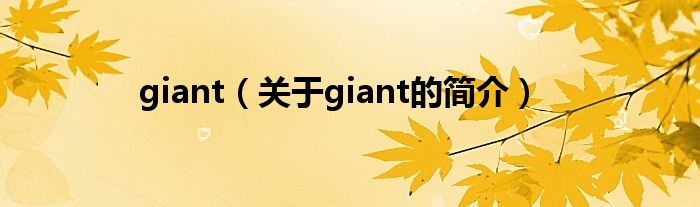 giant（關(guān)于giant的簡介）