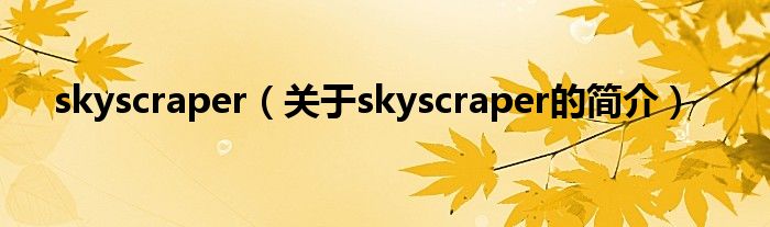 skyscraper（關于skyscraper的簡介）