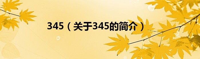 345（關(guān)于345的簡(jiǎn)介）