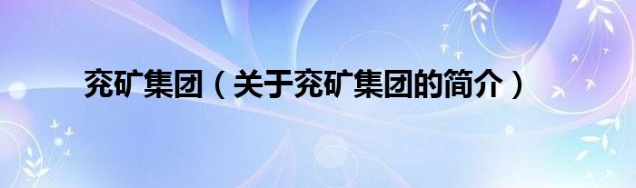 兗礦集團（關于兗礦集團的簡介）