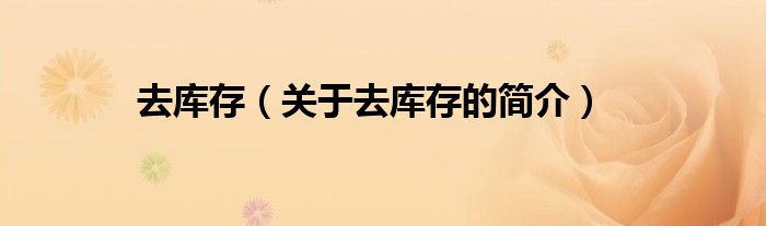 去庫(kù)存（關(guān)于去庫(kù)存的簡(jiǎn)介）