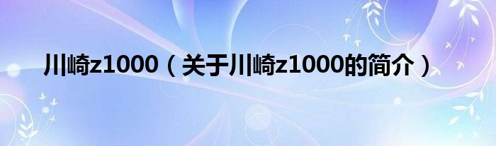 川崎z1000（關(guān)于川崎z1000的簡(jiǎn)介）