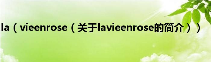 la（vieenrose（關(guān)于lavieenrose的簡介））