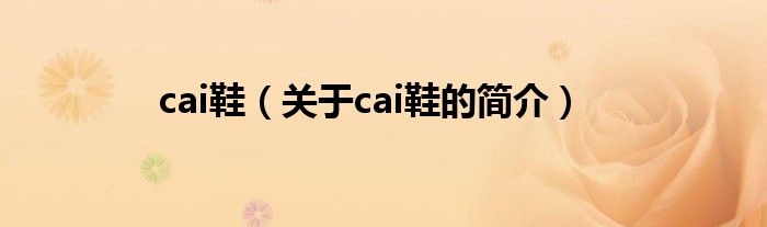 cai鞋（關(guān)于cai鞋的簡介）