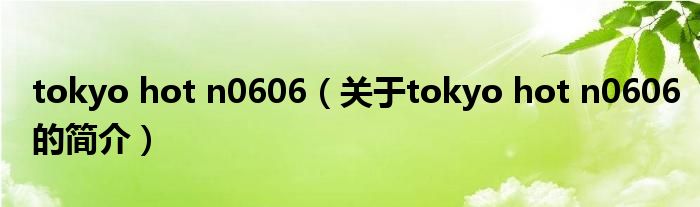 tokyo hot n0606（關(guān)于tokyo hot n0606的簡介）