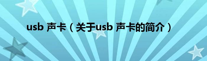 usb 聲卡（關(guān)于usb 聲卡的簡介）