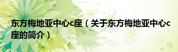 東方梅地亞中心c座（關(guān)于東方梅地亞中心c座的簡(jiǎn)介）