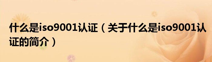 什么是iso9001認(rèn)證（關(guān)于什么是iso9001認(rèn)證的簡(jiǎn)介）