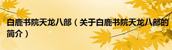 白鹿書院天龍八部（關(guān)于白鹿書院天龍八部的簡介）