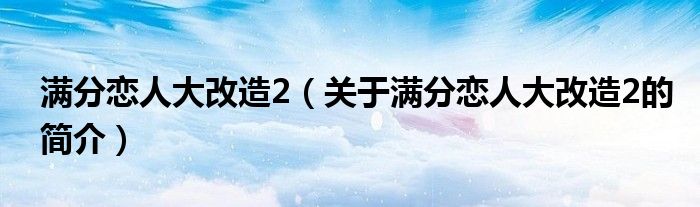 滿分戀人大改造2（關(guān)于滿分戀人大改造2的簡介）