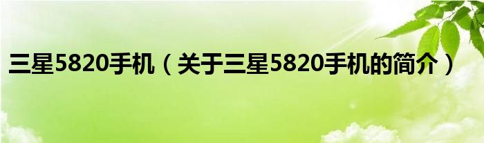 三星5820手機(jī)（關(guān)于三星5820手機(jī)的簡介）