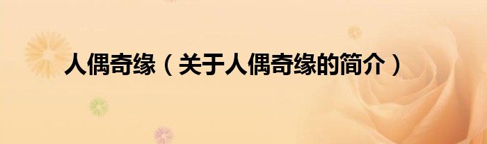 人偶奇緣（關(guān)于人偶奇緣的簡(jiǎn)介）