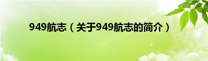 949航志（關(guān)于949航志的簡介）