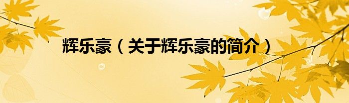 輝樂(lè)豪（關(guān)于輝樂(lè)豪的簡(jiǎn)介）