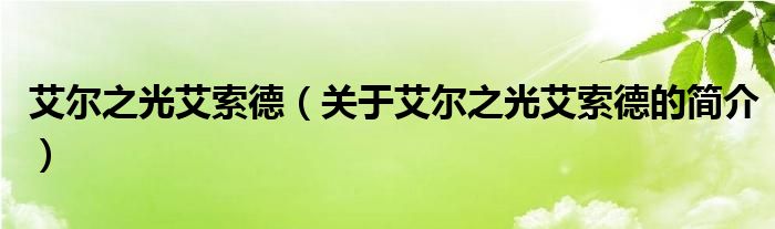 艾爾之光艾索德（關(guān)于艾爾之光艾索德的簡(jiǎn)介）