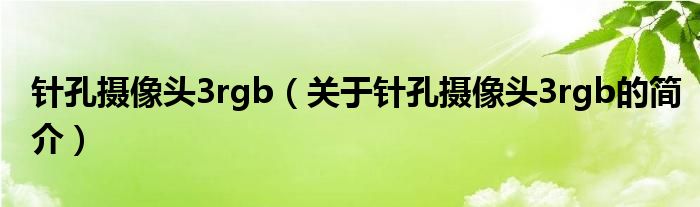 針孔攝像頭3rgb（關(guān)于針孔攝像頭3rgb的簡介）