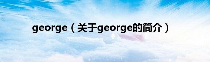 george（關(guān)于george的簡介）