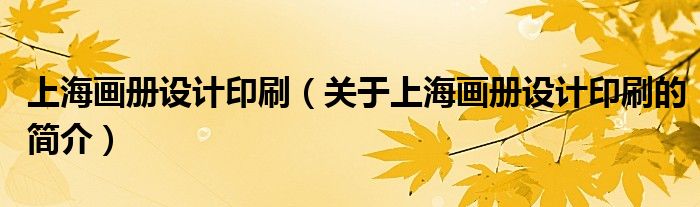 上海畫冊設計印刷（關于上海畫冊設計印刷的簡介）