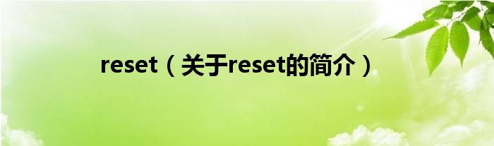 reset（關(guān)于reset的簡介）