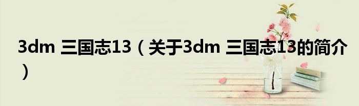 3dm 三國志13（關(guān)于3dm 三國志13的簡介）