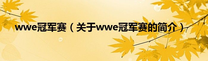 wwe冠軍賽（關于wwe冠軍賽的簡介）