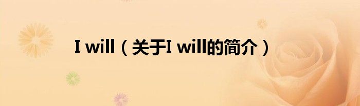 I will（關(guān)于I will的簡介）